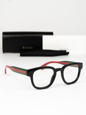 Gucci Women Eyeglasses Black Green Demo Square GG1992O 001 NEW AUTHENTIC